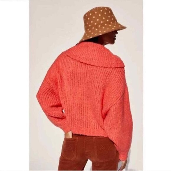 Anthropologie Pilcro Zamora Orange Cropped Cowl‎ Neck Sweater Small - Picture 3 of 9